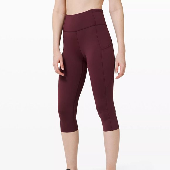Sz 6 NWT Lululemon Fast and Free Tights Crop 19" Cassis - Picture 1 of 6